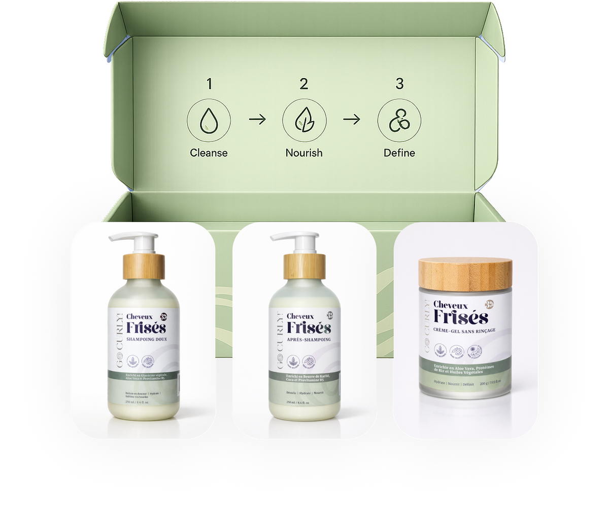 Go Curly frizzy hair three step routine kit